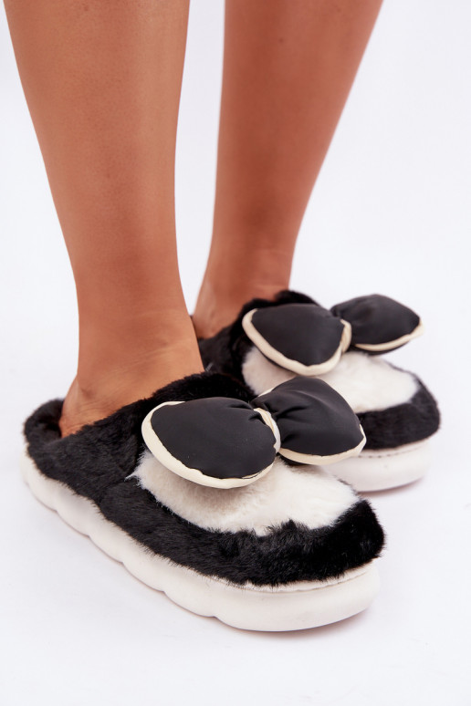 Chancletas con lazo de piel en color negro Grilis