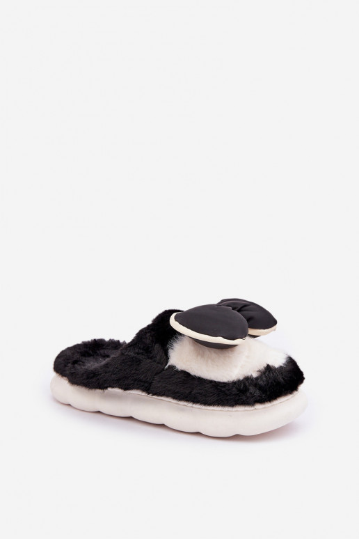 Chancletas con lazo de piel en color negro Grilis