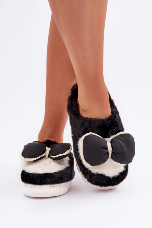 Chancletas con lazo de piel en color negro Grilis