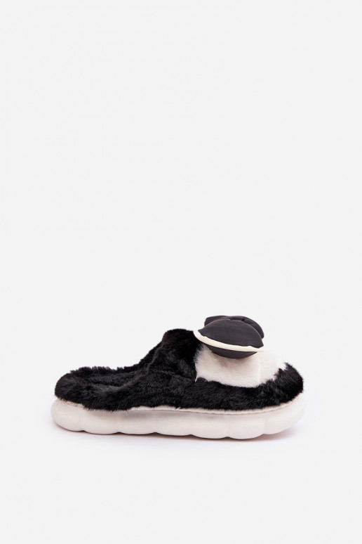 Chancletas con lazo de piel en color negro Grilis