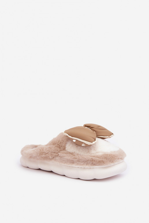 Chancletas con lazo de piel en color arena Grilis