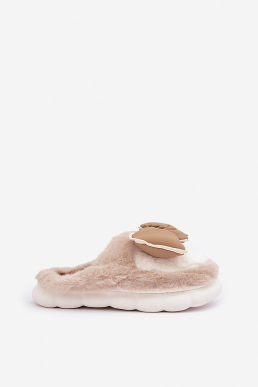 Chancletas con lazo de piel en color arena Grilis