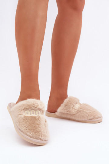 Chancletas de mujer con forro de piel en color arena Kalelia 2
