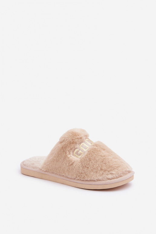 Chancletas de mujer con forro de piel en color arena Kalelia
