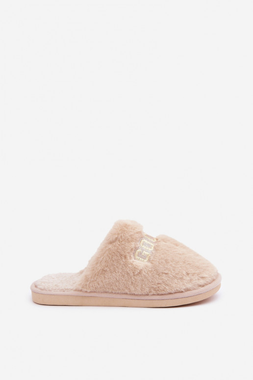 Chancletas de mujer con forro de piel en color arena Kalelia