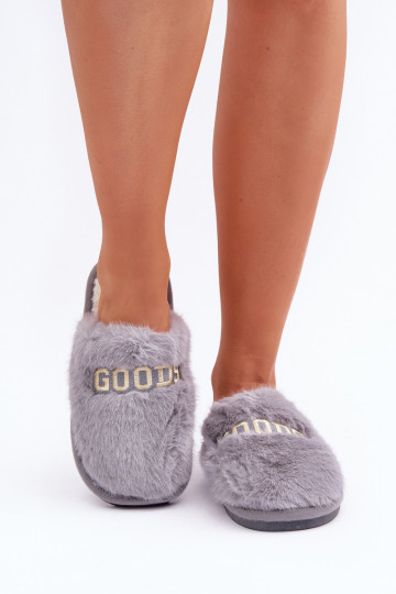 Chancletas de mujer con forro de piel en color gris Kalelia