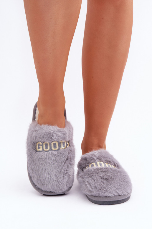 Chancletas de mujer con forro de piel en color gris Kalelia