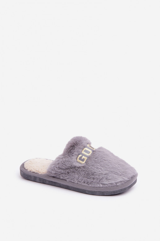 Chancletas de mujer con forro de piel en color gris Kalelia