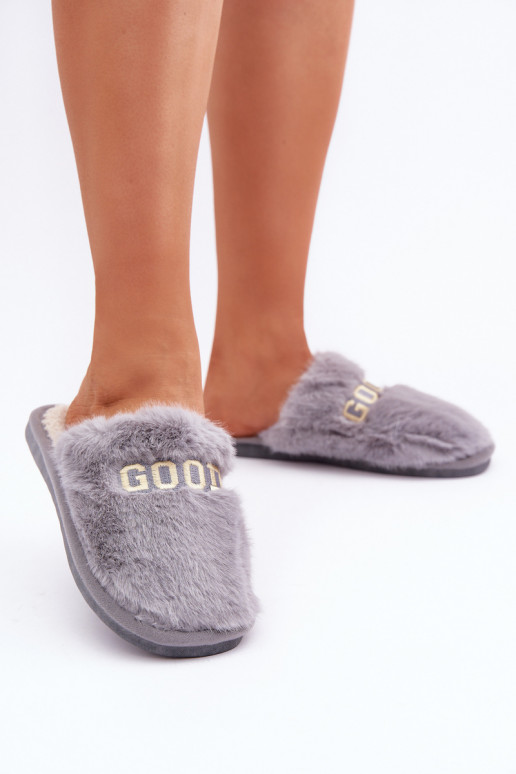Chancletas de mujer con forro de piel en color gris Kalelia