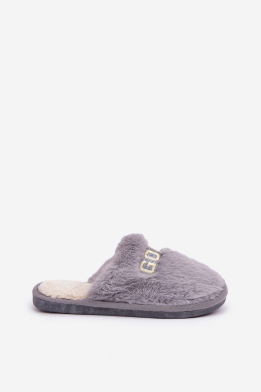 Chancletas de mujer con forro de piel en color gris Kalelia