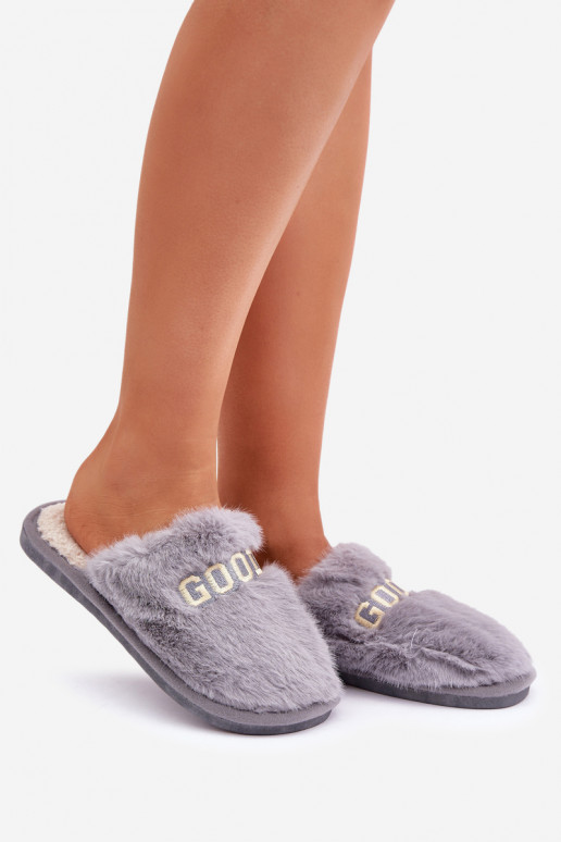 Chancletas de mujer con forro de piel en color gris Kalelia