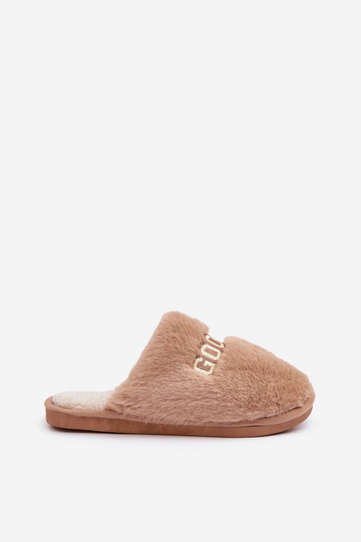 Chancletas de mujer con forro de piel en color marrón Kalelia