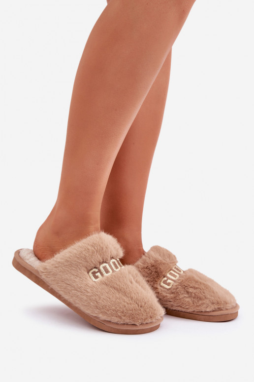 Chancletas de mujer con forro de piel en color marrón Kalelia