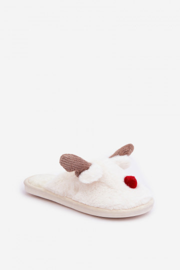 con un abrigo de piel Zapatillas Femenino con un tema Reno el color blanco Sennalith 2