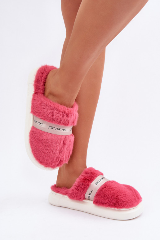 Chancletas con forro de piel y tacones decorados en color rosa Savalithea
