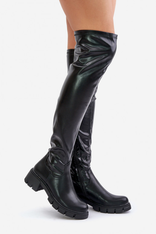 Botas largas sobre la rodilla con tacones anchos de eco piel Mesiga