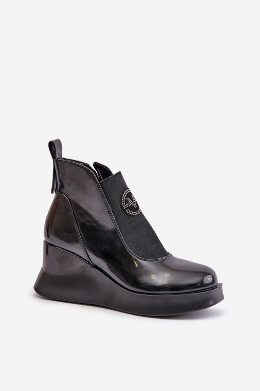 Botines lacados acolchados Vinceza color negro