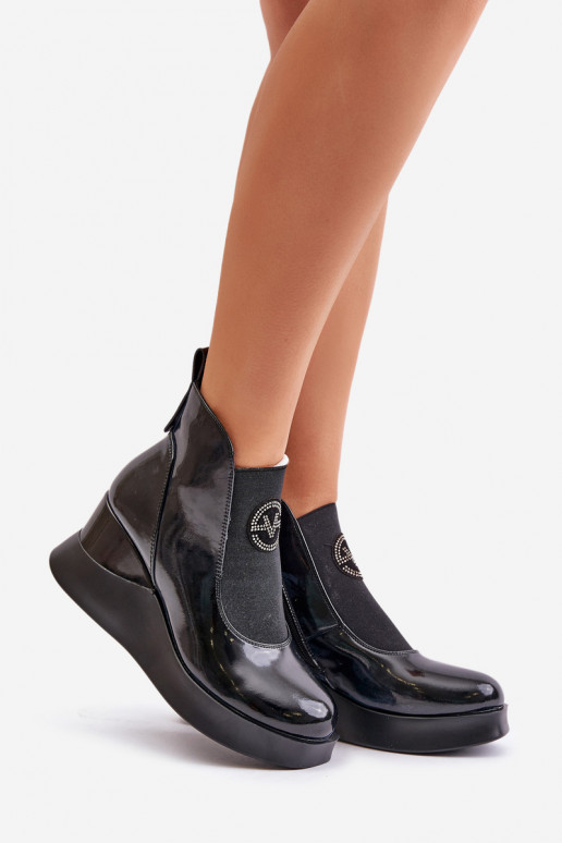 Botines lacados acolchados Vinceza color negro
