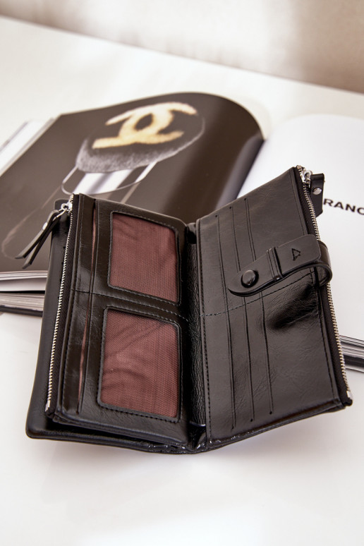 Cartera de mujer de cuero ecológico de color negro Irinda