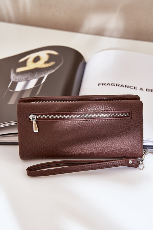 Gran cartera de mujer con estampado de eco cuero color chocolate Tai turirtiel