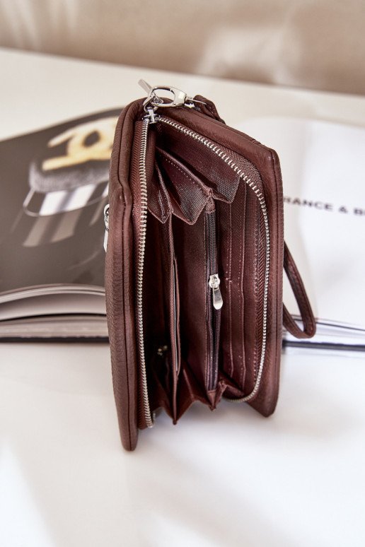 Gran cartera de mujer con estampado de eco cuero color chocolate Tai turirtiel