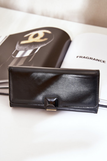 Eko Cuero Gładki Cartera de mujer de color negro Erolia