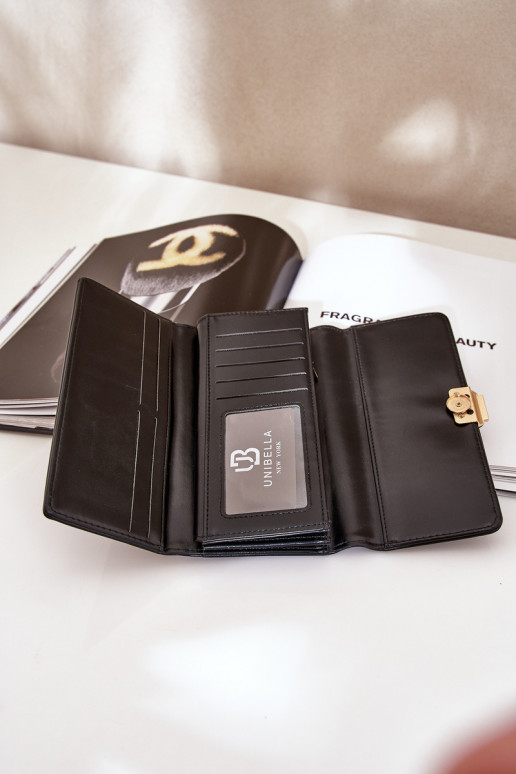 Eko Cuero Gładki Cartera de mujer de color negro Erolia