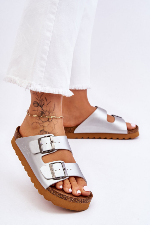 Chanclas clásicas para mujer Big Star LL274476 en color plateado