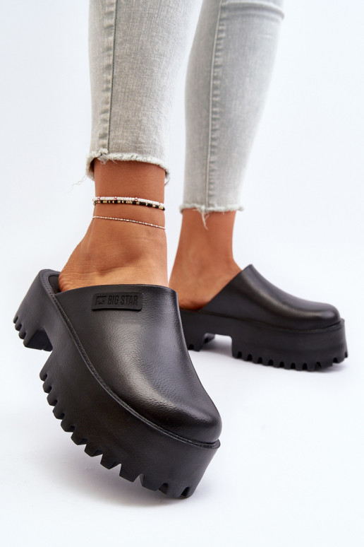 Chanclas de mujer con suela gruesa y a la moda Big Star NN274014 en color negro