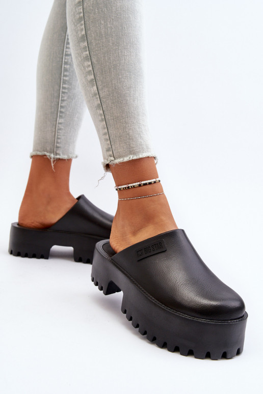 Chanclas de mujer con suela gruesa y a la moda Big Star NN274014 en color negro