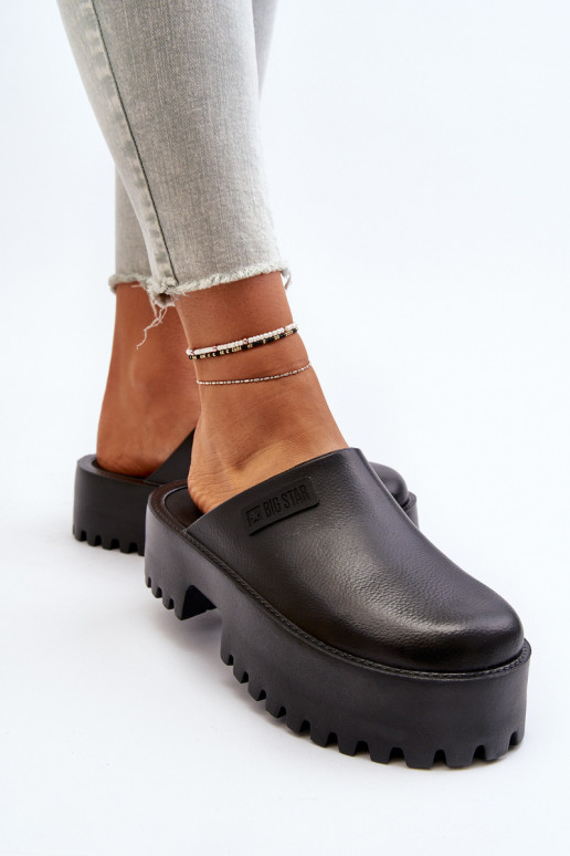 Chanclas de mujer con suela gruesa y a la moda Big Star NN274014 en color negro