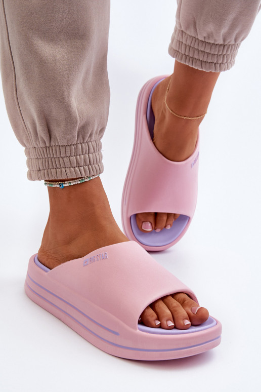 Chanclas de mujer con plataforma Big Star NN274A035 en color rosa