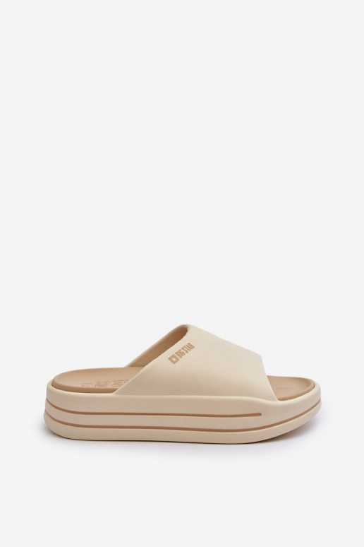 Chanclas de mujer con plataforma Big Star NN274A034 en color arena