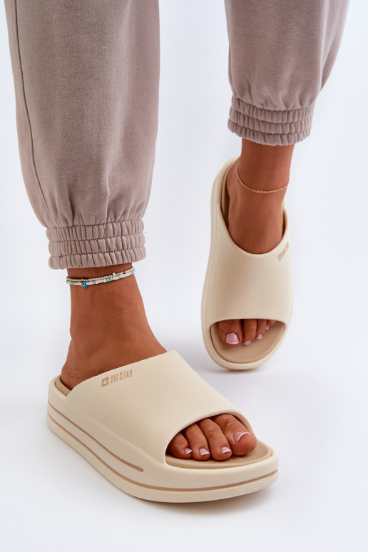 Chanclas de mujer con plataforma Big Star NN274A034 en color arena