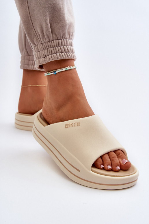 Chanclas de mujer con plataforma Big Star NN274A034 en color arena