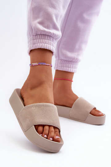 Chanclas de plataforma de ante para mujer Big Star NN274A671 Beiges