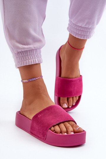 Chanclas de plataforma de ante para mujer Big Star NN274A672 Fucsias