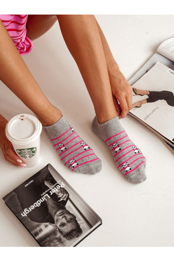 Medias Femenino BaAełniane Oso panda I Tiras color gris