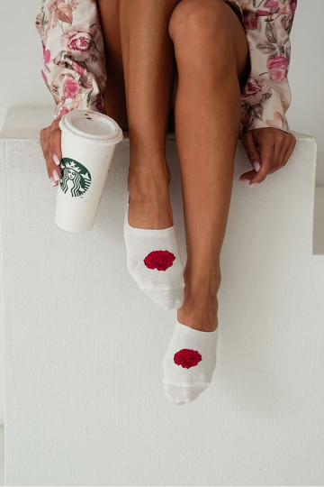 Calcetines Micro Cortos de Mujer de Algodón Rosa Ecru