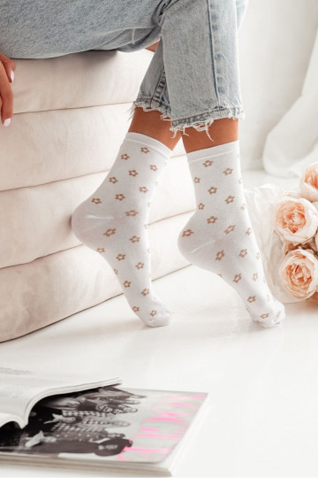 Calcetines de Mujer con Pequeñas Flores Blancas