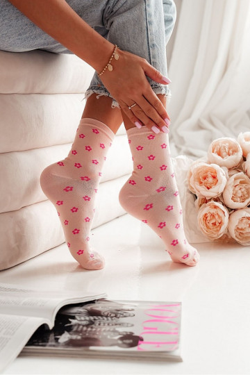 Calcetines de Mujer con Pequeñas Flores Melocotón