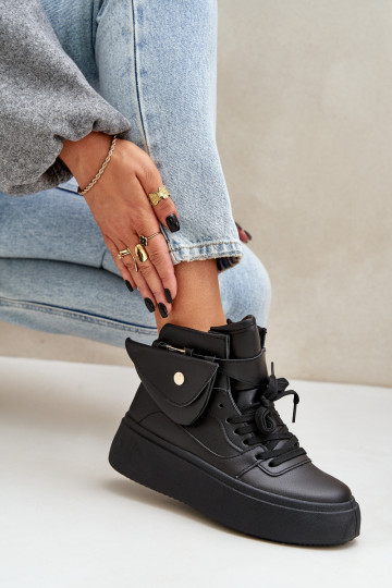 Zapatillas altas con bolso adicional y plataforma en negro Saramis