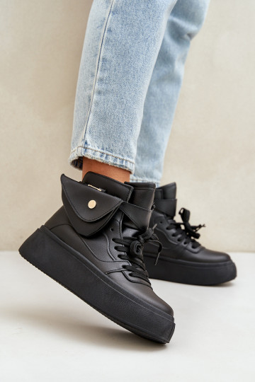 Zapatillas altas con bolso adicional y plataforma en negro Saramis 2