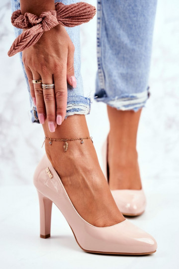 Zapatos Femenino Sergio Leone con efecto barniz con tacones beige Campbell 2