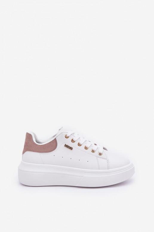 Zapatillas modelo zapatos. Femenino con una plataforma de cuero ecológico el color blanco Lelandine