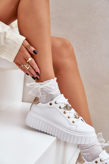 Zapatillas modelo zapatos. Femenino Z Przypinkami el color blanco Grelesi