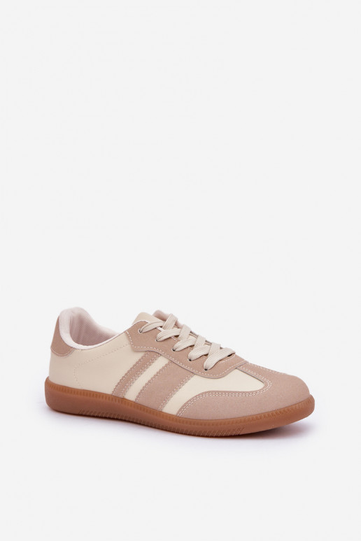 Bajo Zapatillas modelo zapatos. Femenino de cuero ecológico beige Nonalorin