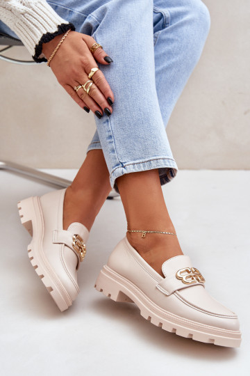 mocasines de mujer Ze color doradom Detalem beige Trionna