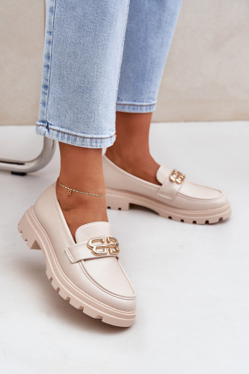 mocasines de mujer Ze color doradom Detalem beige Trionna 2