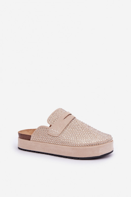 zapatillas de mujer Decorado Cyrkoniami con una plataforma beige Deorani